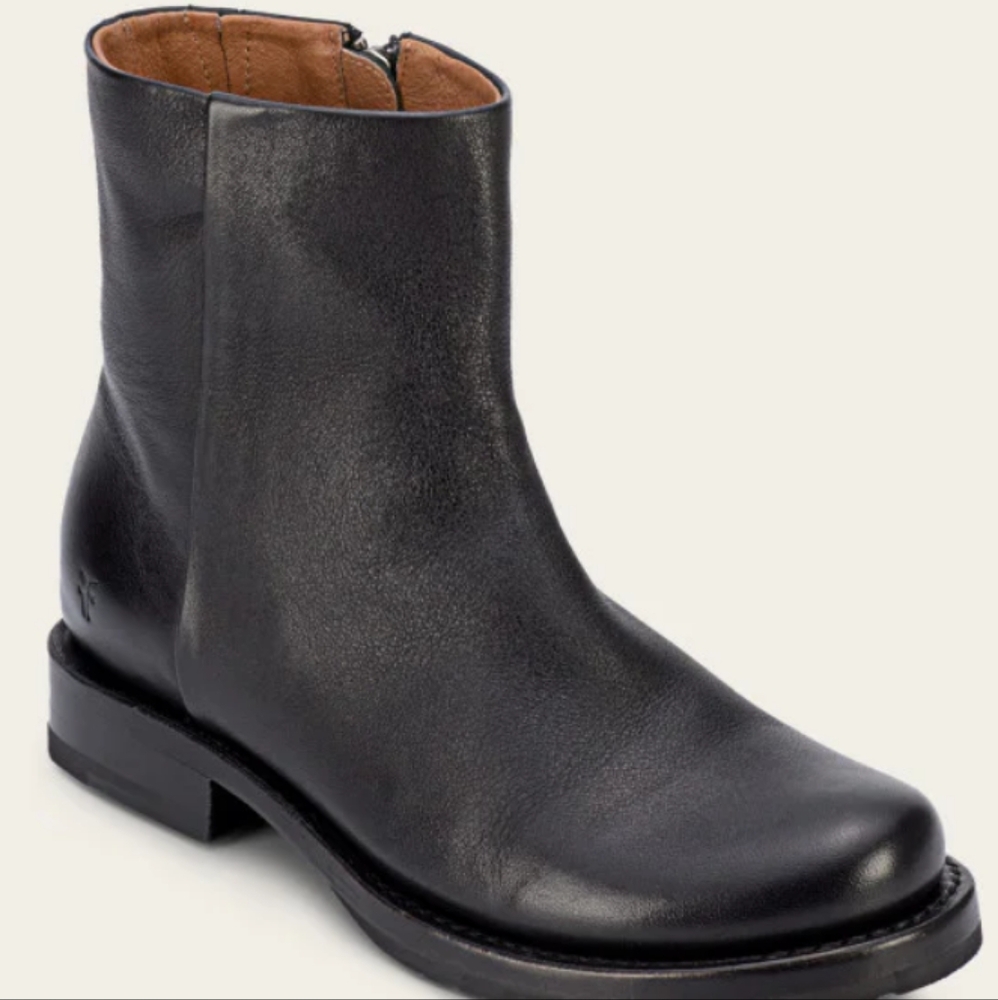 Frye Black Leather Ankle Booties